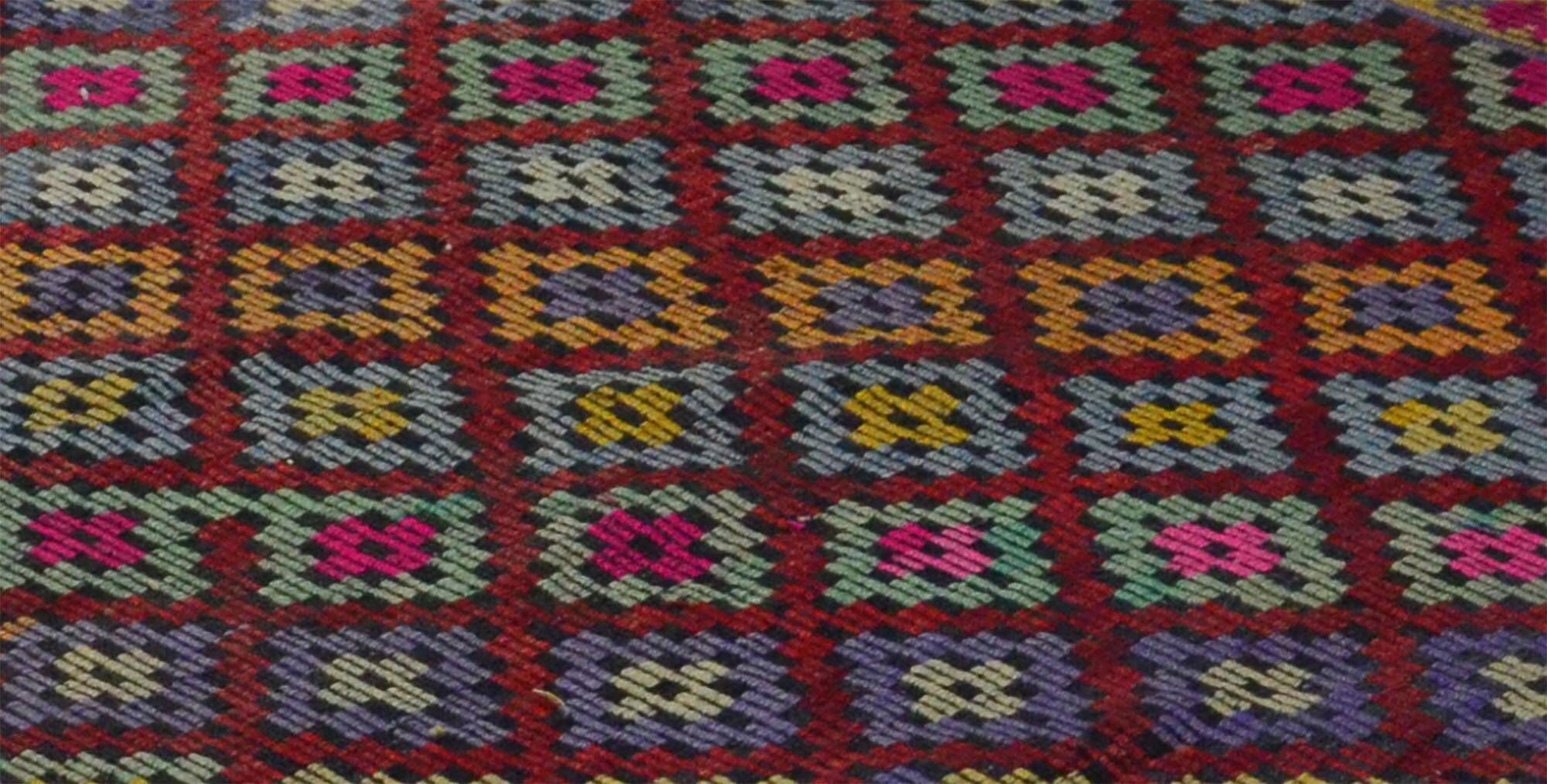 Grand Turkish Vintage Geometric Kilim Multicoloured 305 x 156 cm
