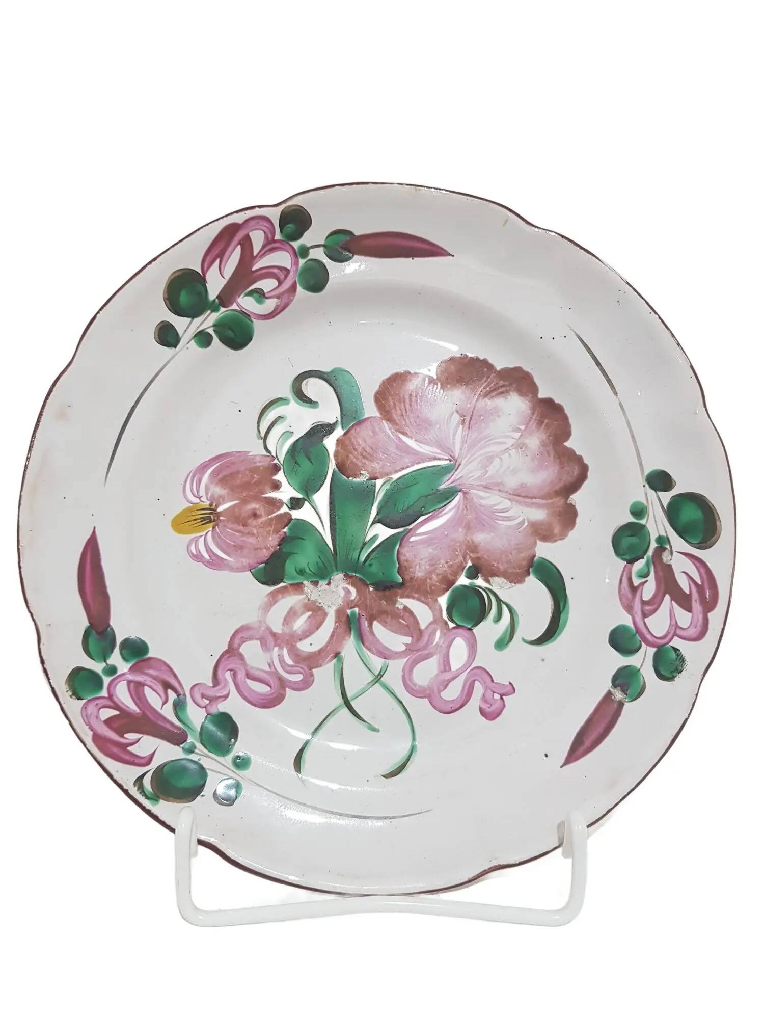 Decorative plate St. Clement, hand-painted ceramic, France, 19th century