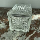 Vintage, whisky decanter, square, glass, diamond tip, square cap, tableware, décor