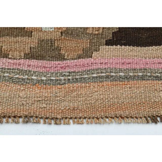 1970s Vintage Turkish Oushak Handmade  Tan Runner Rug  140x322