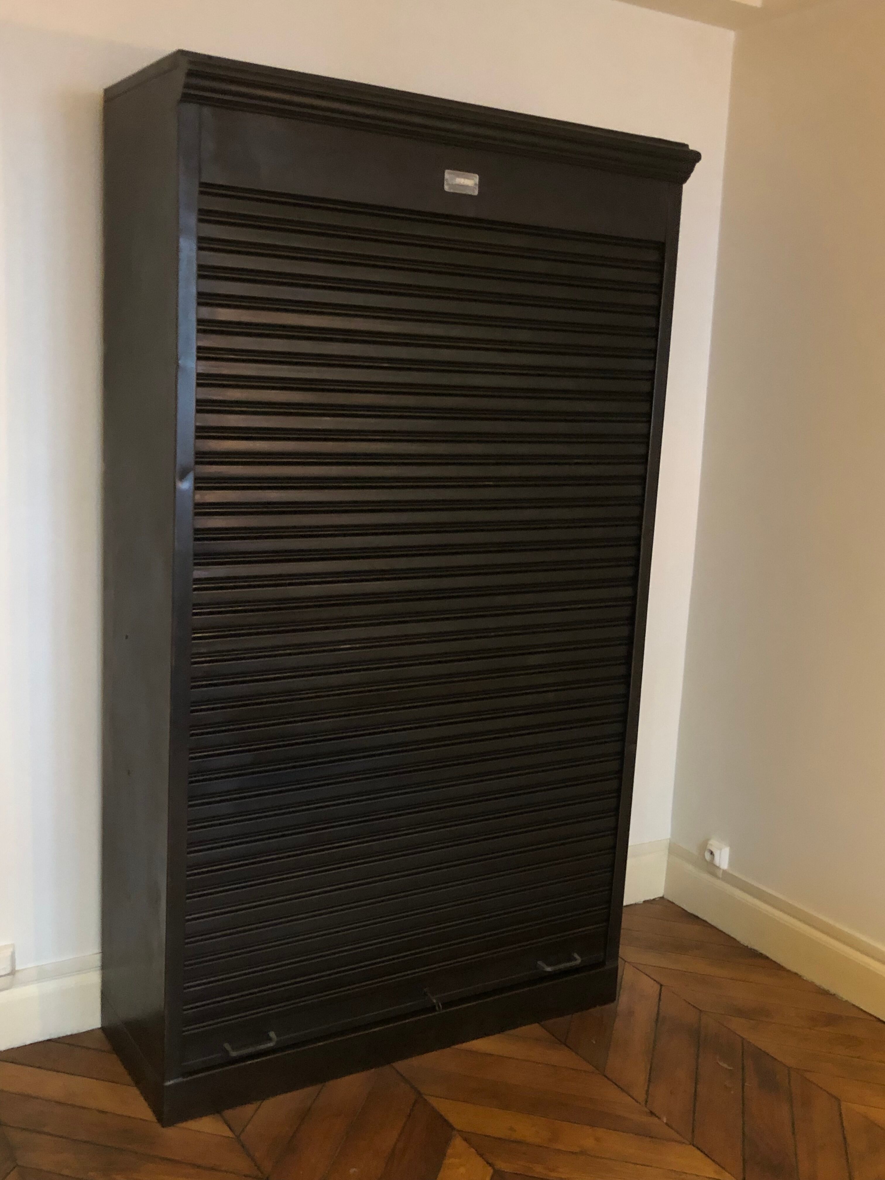 Industrial zipper cabinet in black metal