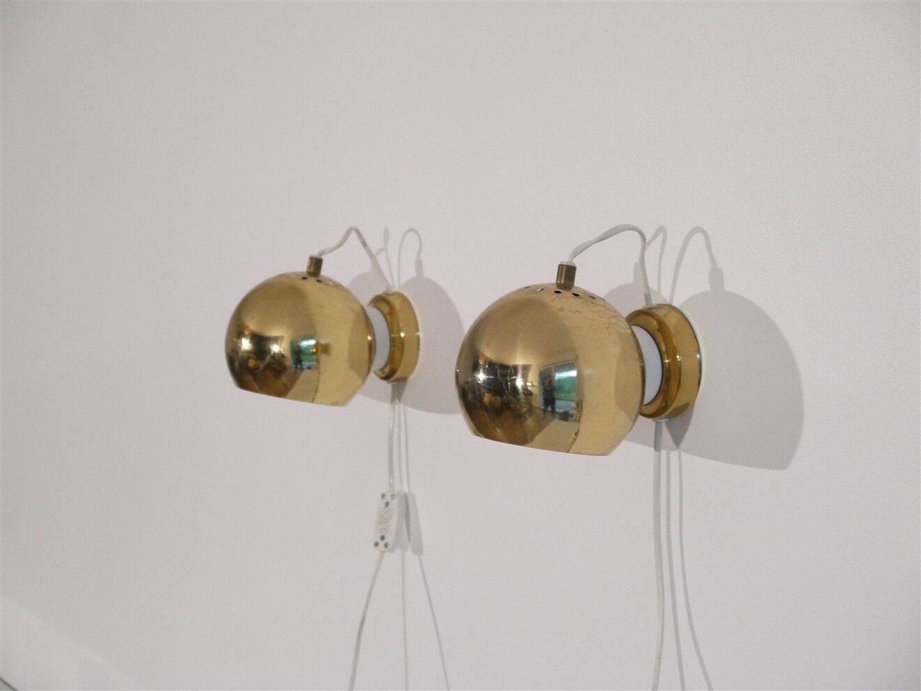 Pair of vintage brass wall lamps 1970