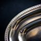 Large oval silver-plated metal serving platter with gadrooned edge – hallmarked