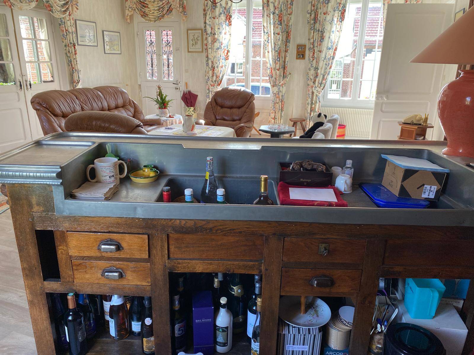 Comptoir Bar en étain 2 mètres - avec facture de 1923