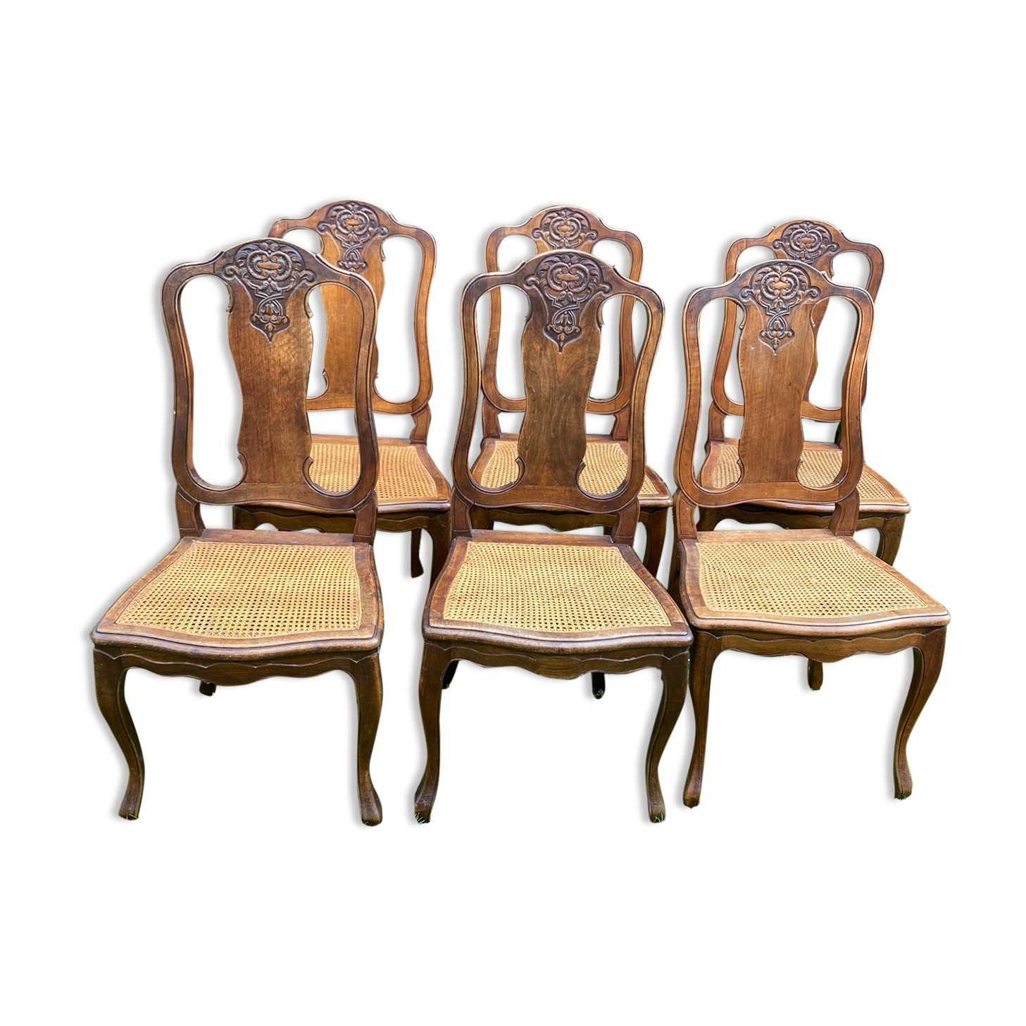 Chairs canned carved backrest