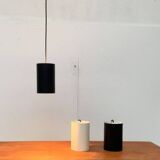 Minimalist cylindrical pendant light from the mid-century in metal by Eila & John Meiling for Louis Poulsen, set of 3.