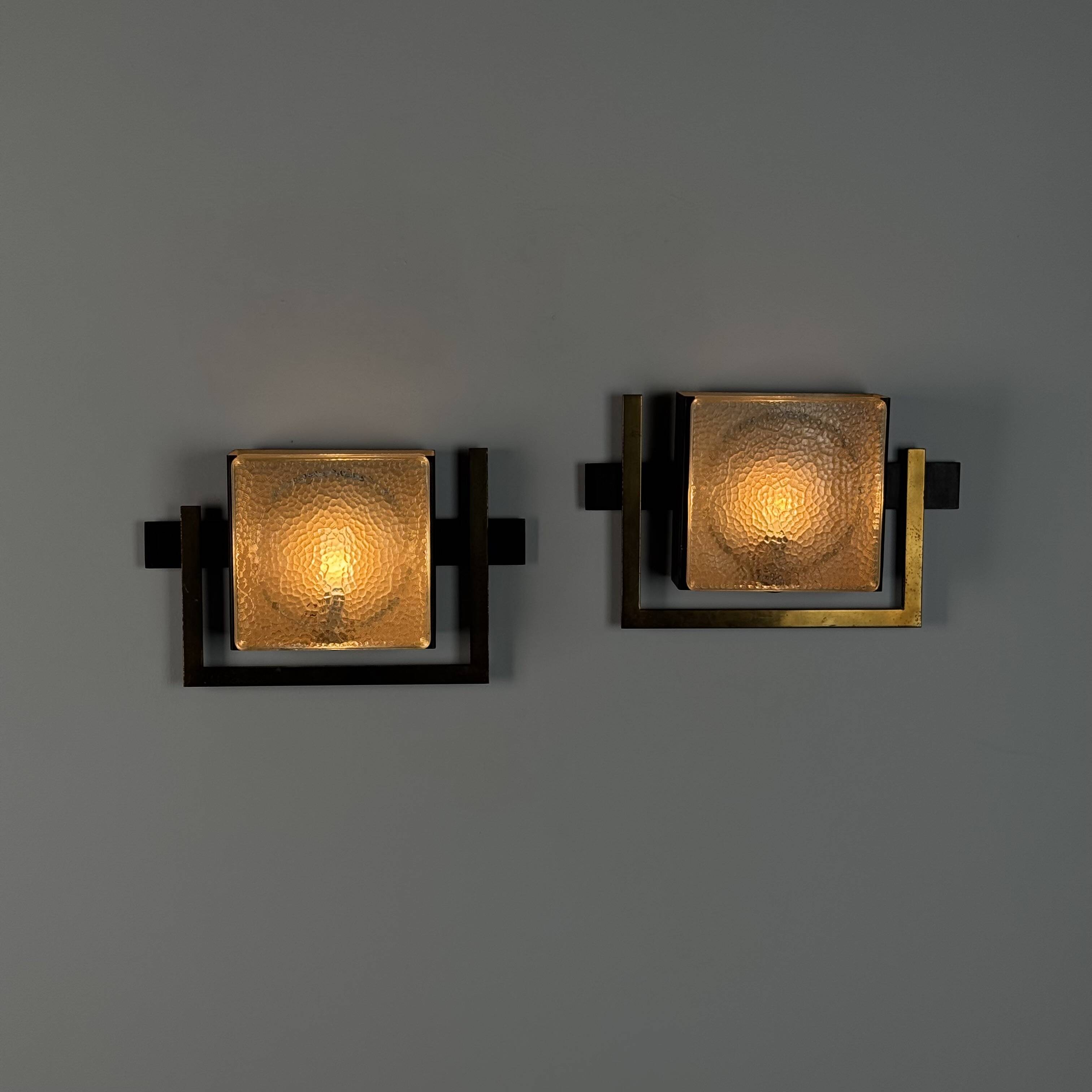 Pair of Wall Lights by Jacques Adnet, From the Nevada line, France 50s