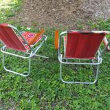 Pair of vintage folding camping chairs 70s