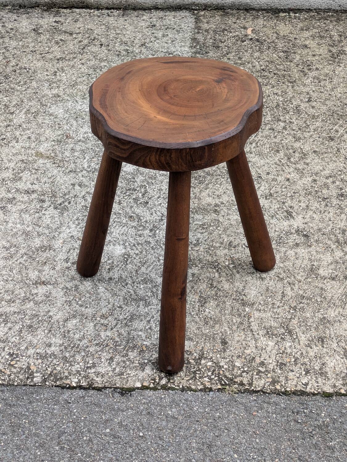 Vintage brutalist tripod stool