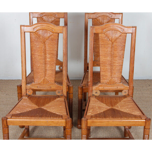 Suite de 6 chaises dans le goût de Charles Dudouyt, 1950