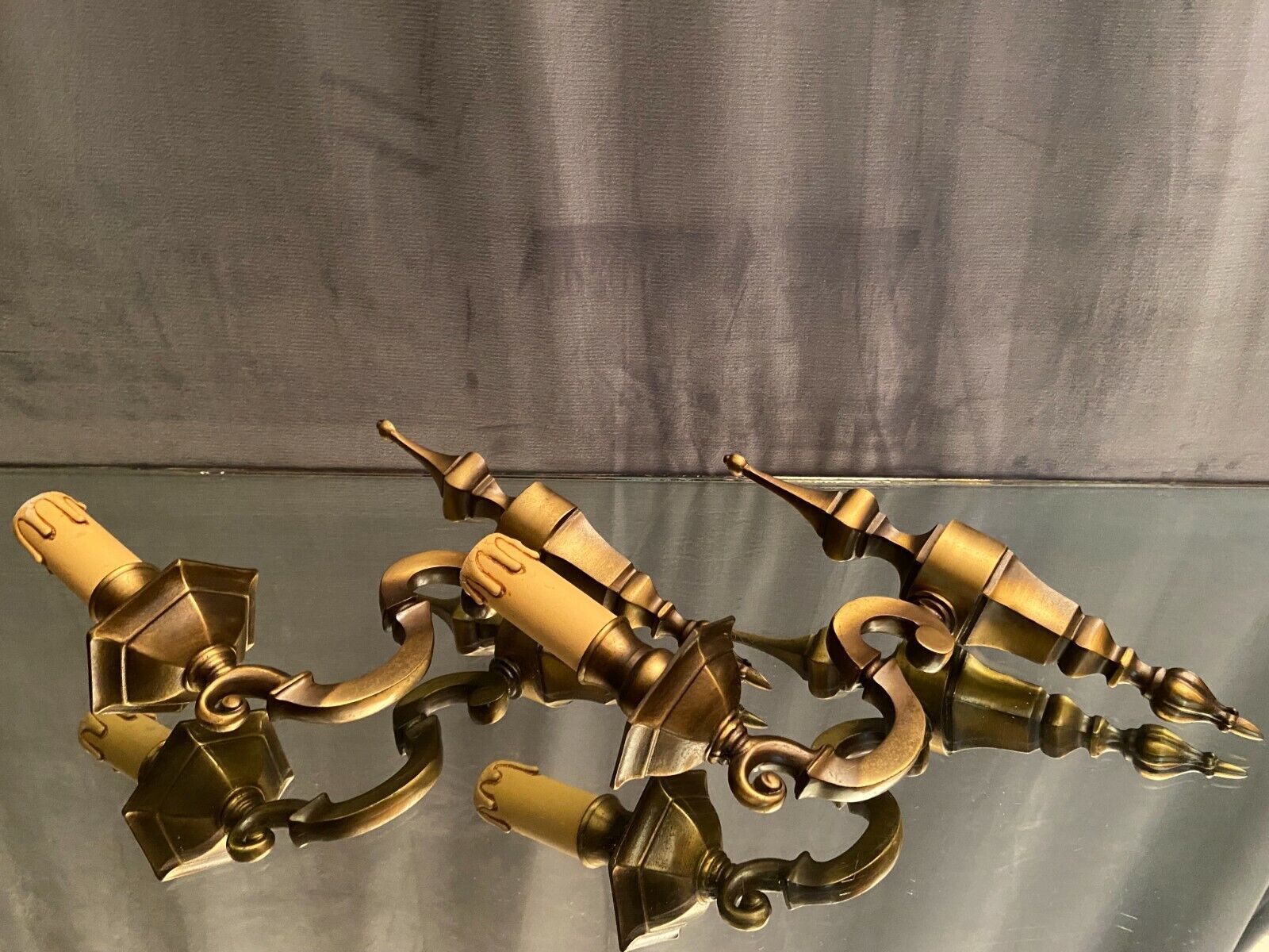 Pair of Louis XIV style brass sconces