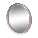 Miroir ovale biseauté bois brossé or
