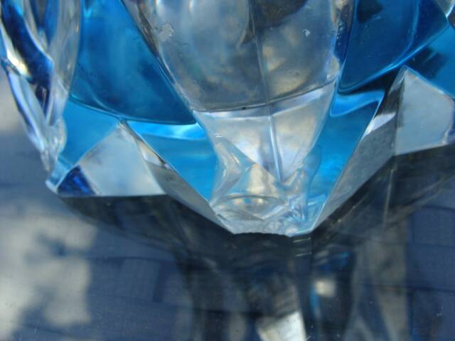 Large blue crystal vase