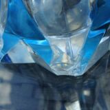 Large blue crystal vase