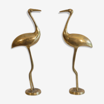 Pair of vintage 1960 brass herons