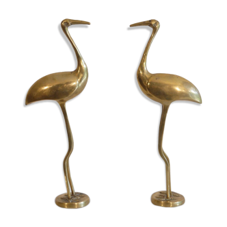 Pair of vintage 1960 brass herons