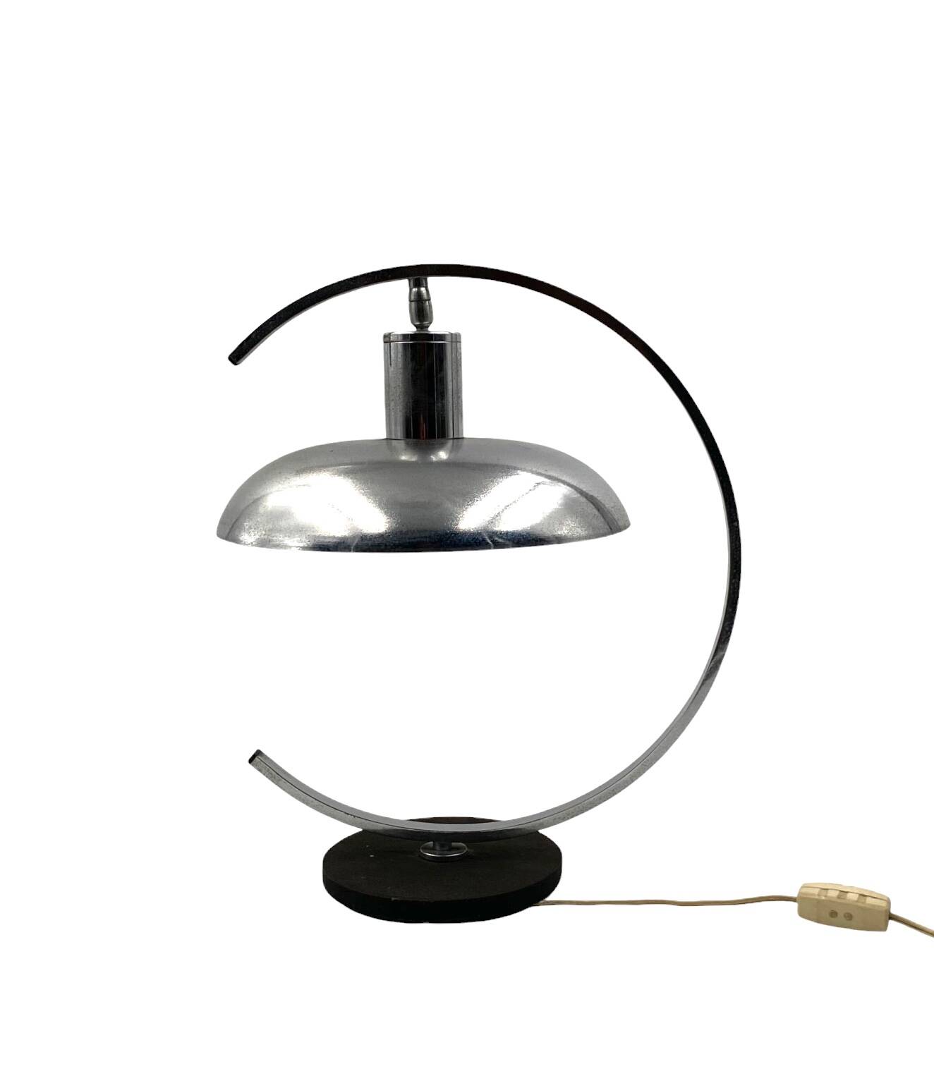 Mid-century modern chromed Table lamp, in the manner of Mariano Fortuny Italy, 1970s