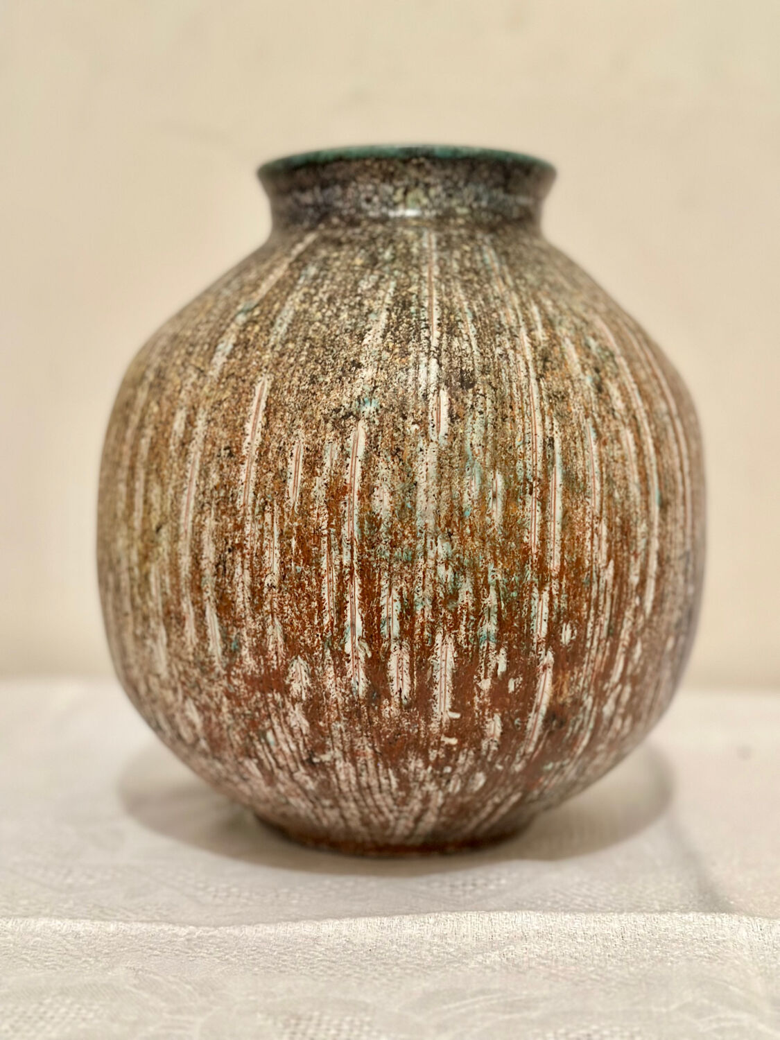 Round ceramic vase by Bernard Buffat