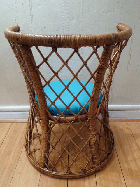 Vintage gold rattan armchair