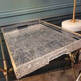 Crumpled plexiglass top and brass