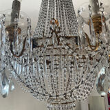 Large Montgolfière chandelier with crystal drops