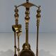 Neoclassical Brass Fire Tool Set with Arch and Ornate Balls.