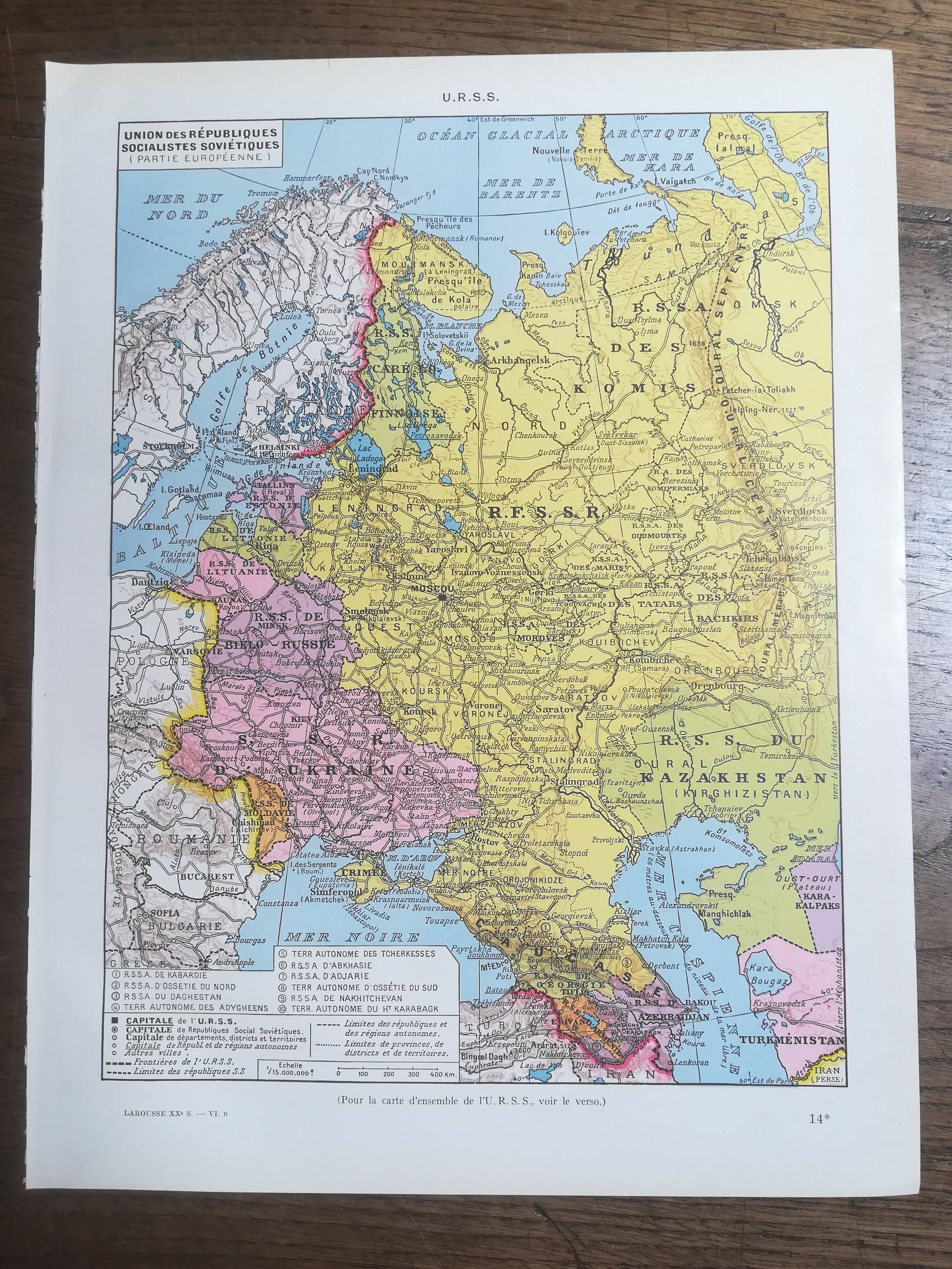 Old map of the USSR from 1928