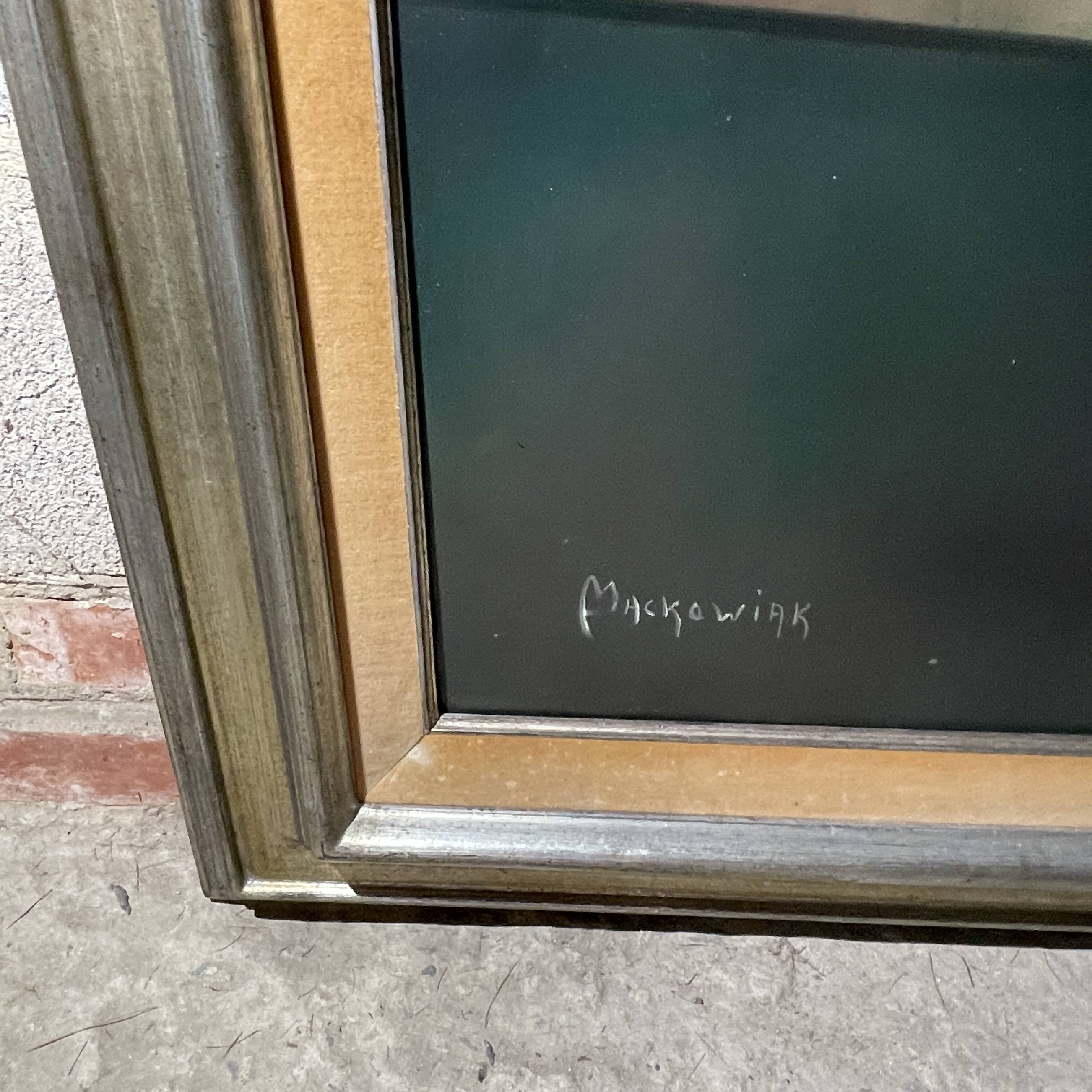 Painting "Nude at the traffic sign" Belgian Pop Art, MACKOWIAK ERWIN, oil on canvas, ca 1975