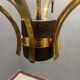 1950s Brass & Opaline Glass Six-Light Chandelier