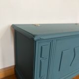 Peacock blue wooden toy chest