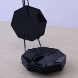 6 "Octime" black Arcoroc saucers