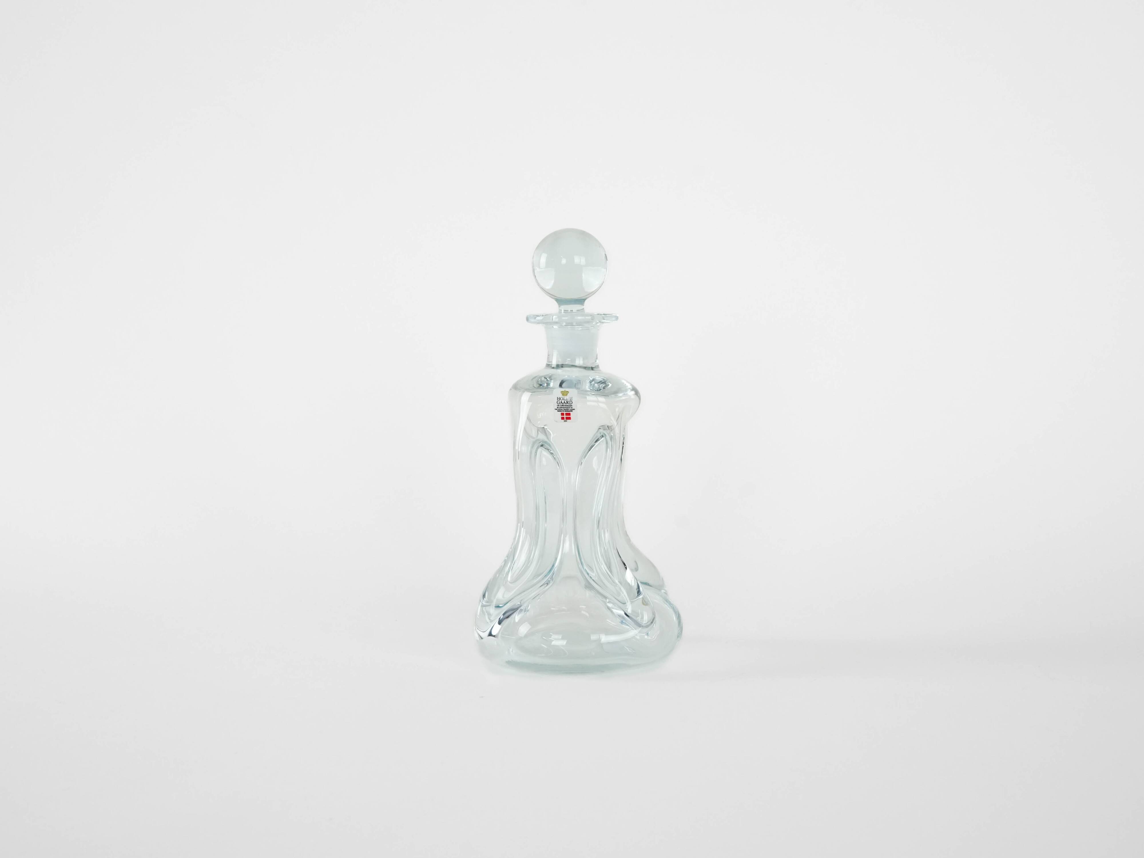 Glass carafe Kluk, Danish design, 1970s, manufactured by Holmegaard