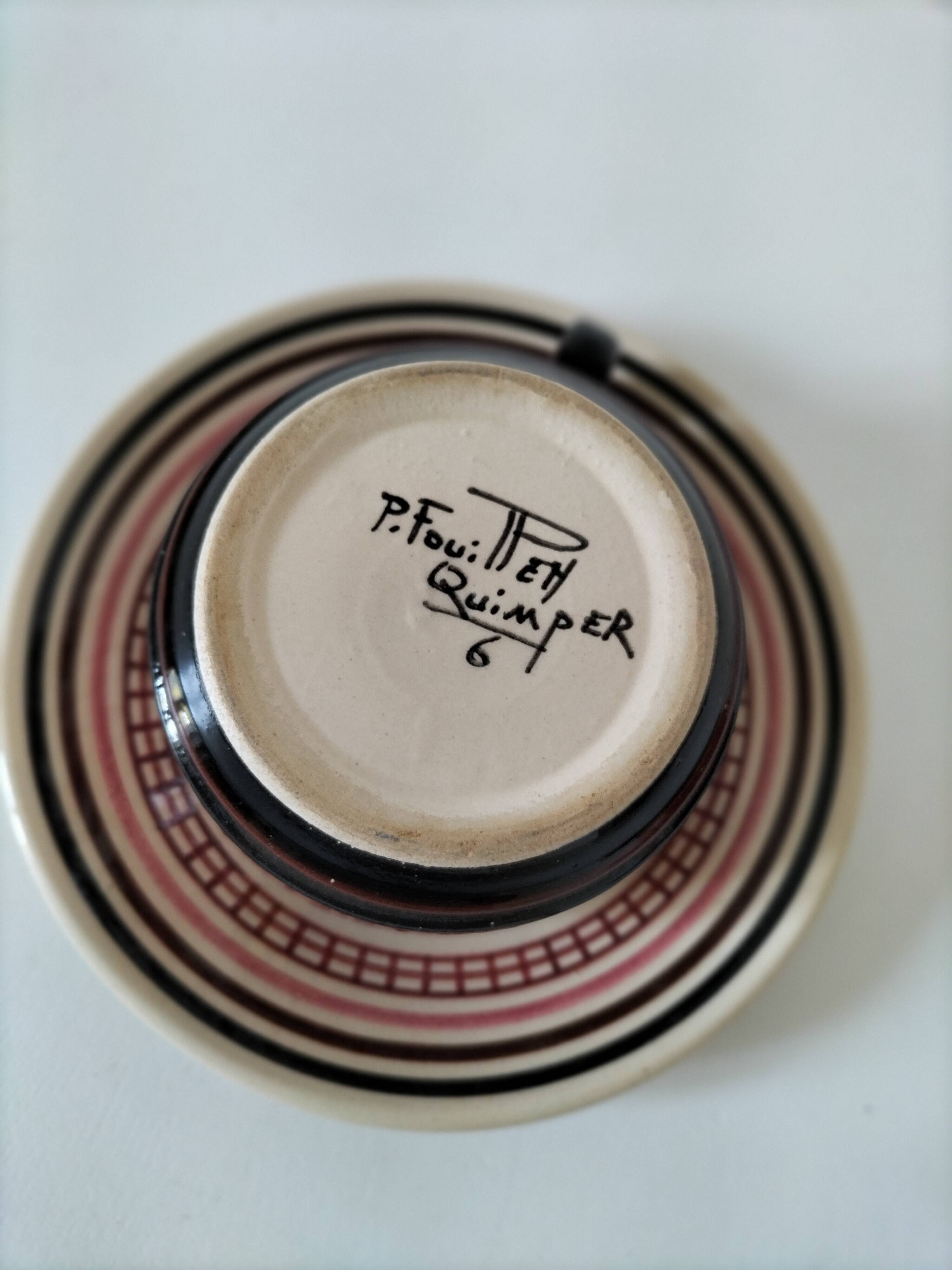 Cup and saucer Paul Fouillen – Quimper – 1950s