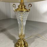 Lampes de table Hollywood Regency en cristal et laiton par Underwriters Laboratories Inc