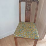 Chaise vintage en bois sculpté dessin fleurs