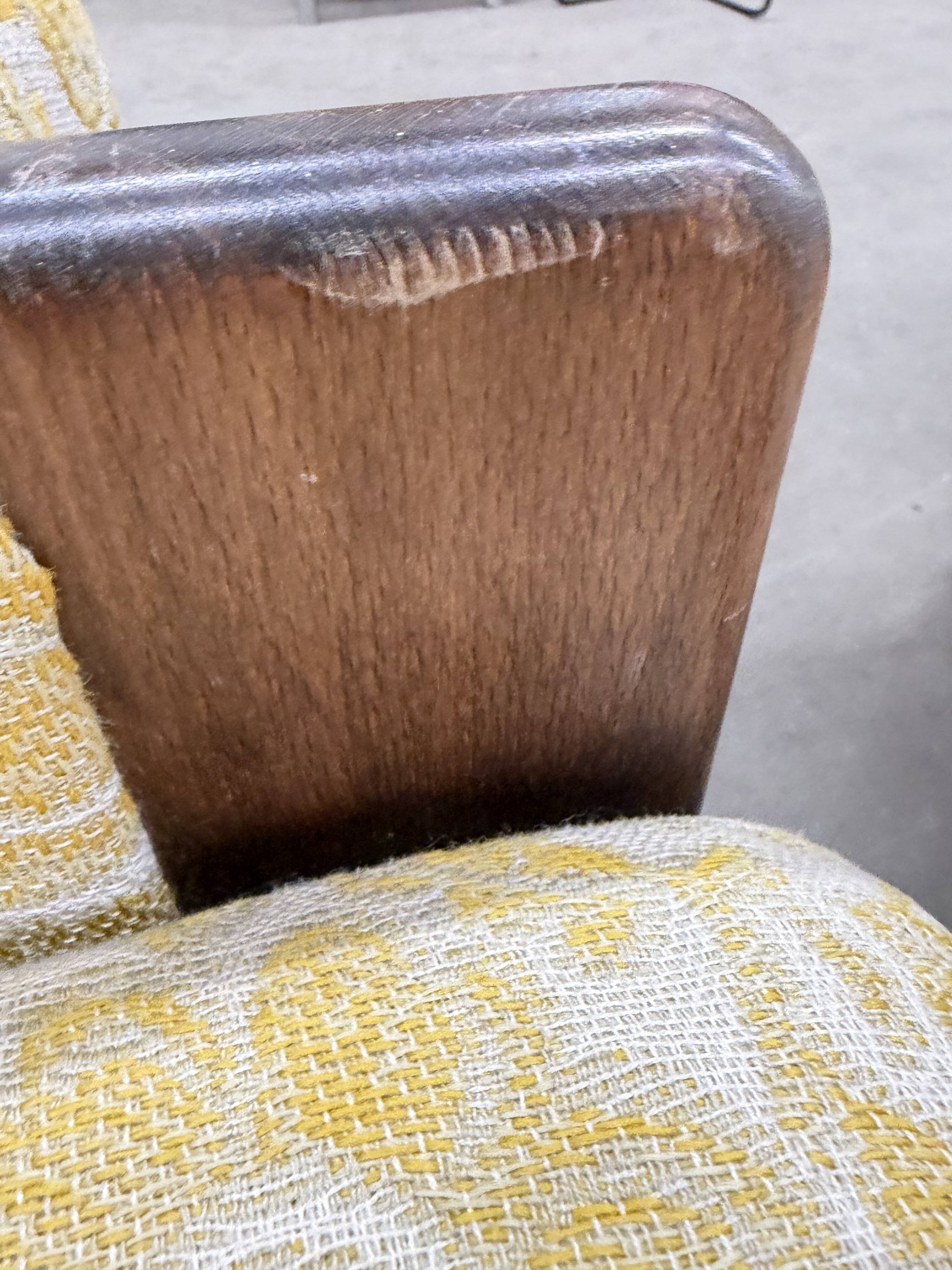 Vintage wooden sofa / armchair with yellow accent