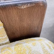 Vintage wooden sofa / armchair with yellow accent