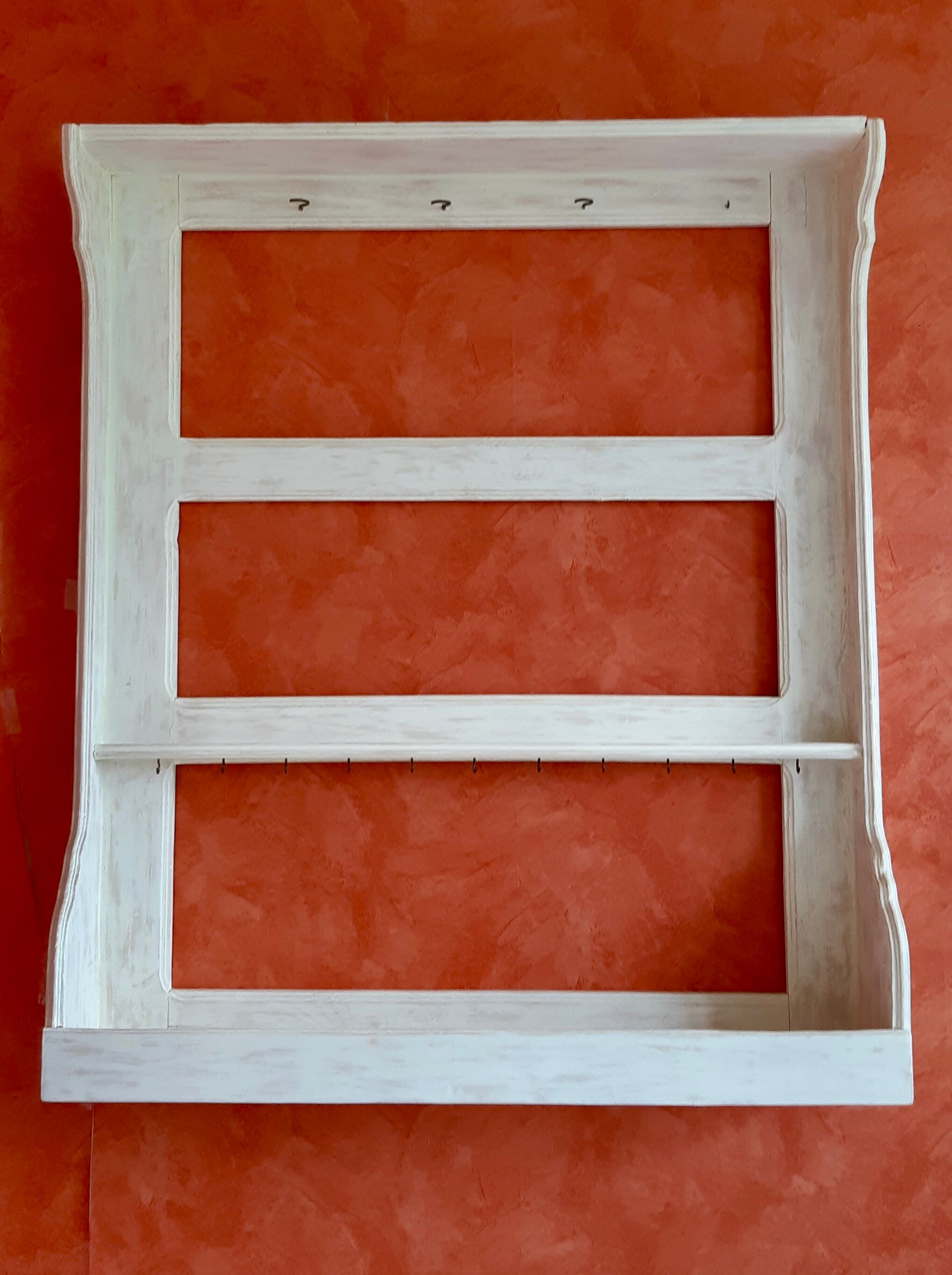 shelf / wall cabinet in wooden sandblasted effect old early twentieth century