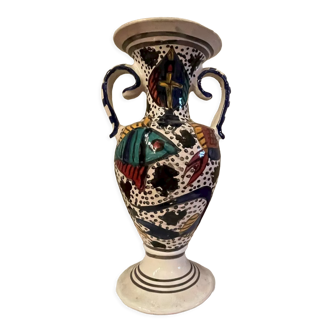 Hand-painted handcrafted vintage Tunisian vase