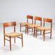 Set of four Danish dining chairs in teak and paper cord, Denmark, 1960