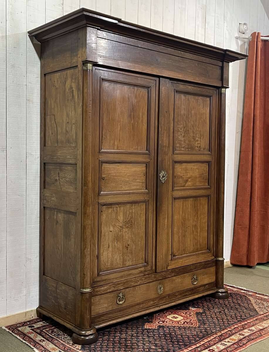 Early 19th century Empire style oak wardrobe