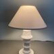 Two alabaster lamps, 2x2M fabric cables, cotton lampshades.