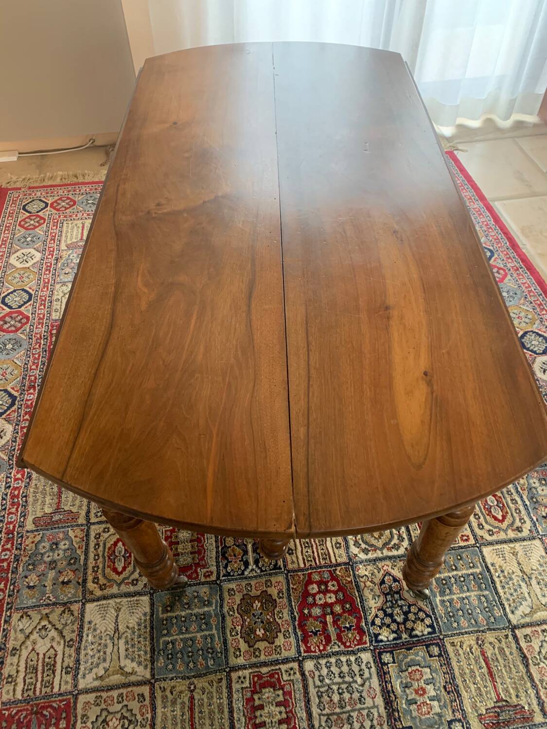 French walnut extendable oval table