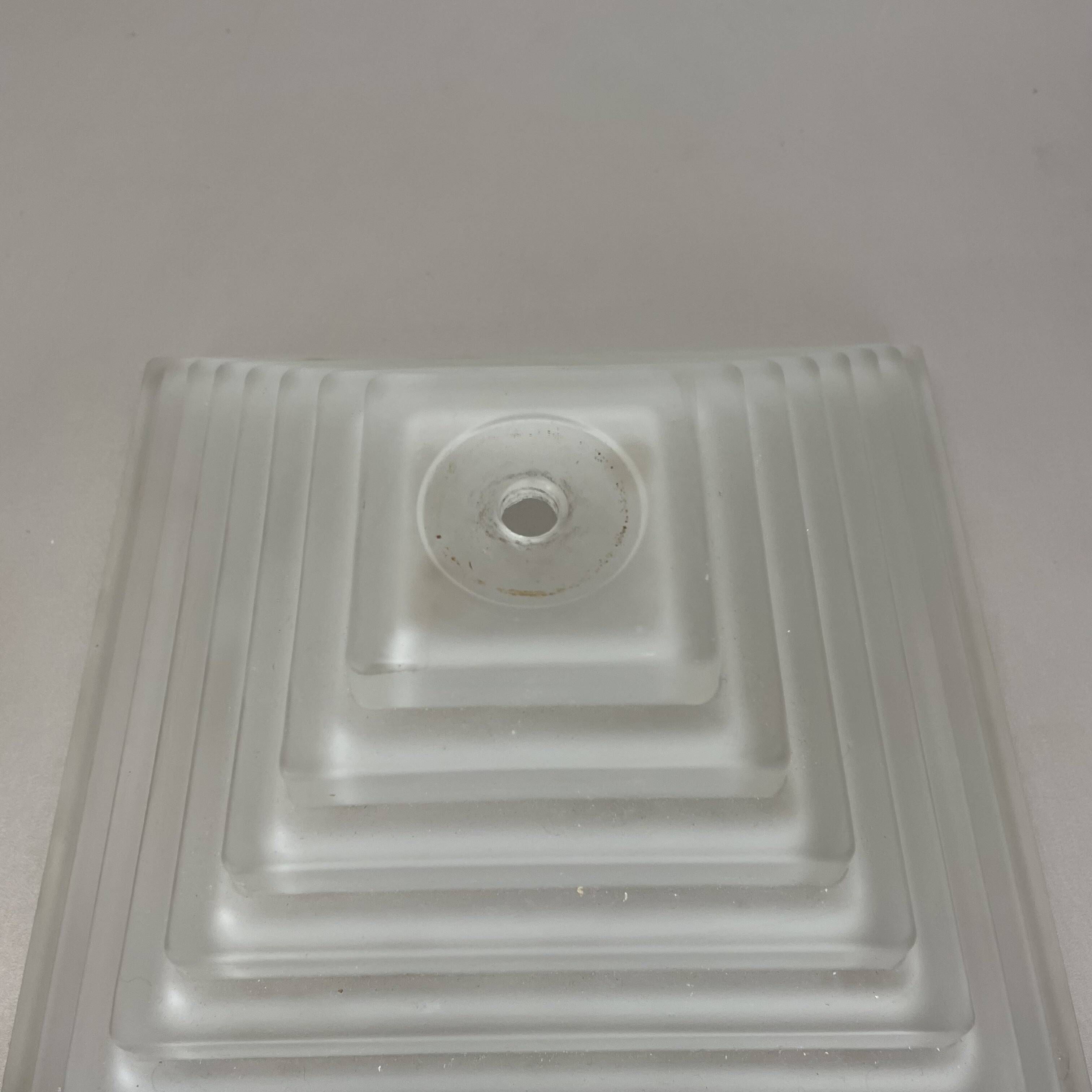 Cubic satin white glass wall light by glashütte limburg attrib., germany 1980s