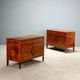 Pair of antique neoclassical walnut commodes from the 18th century.