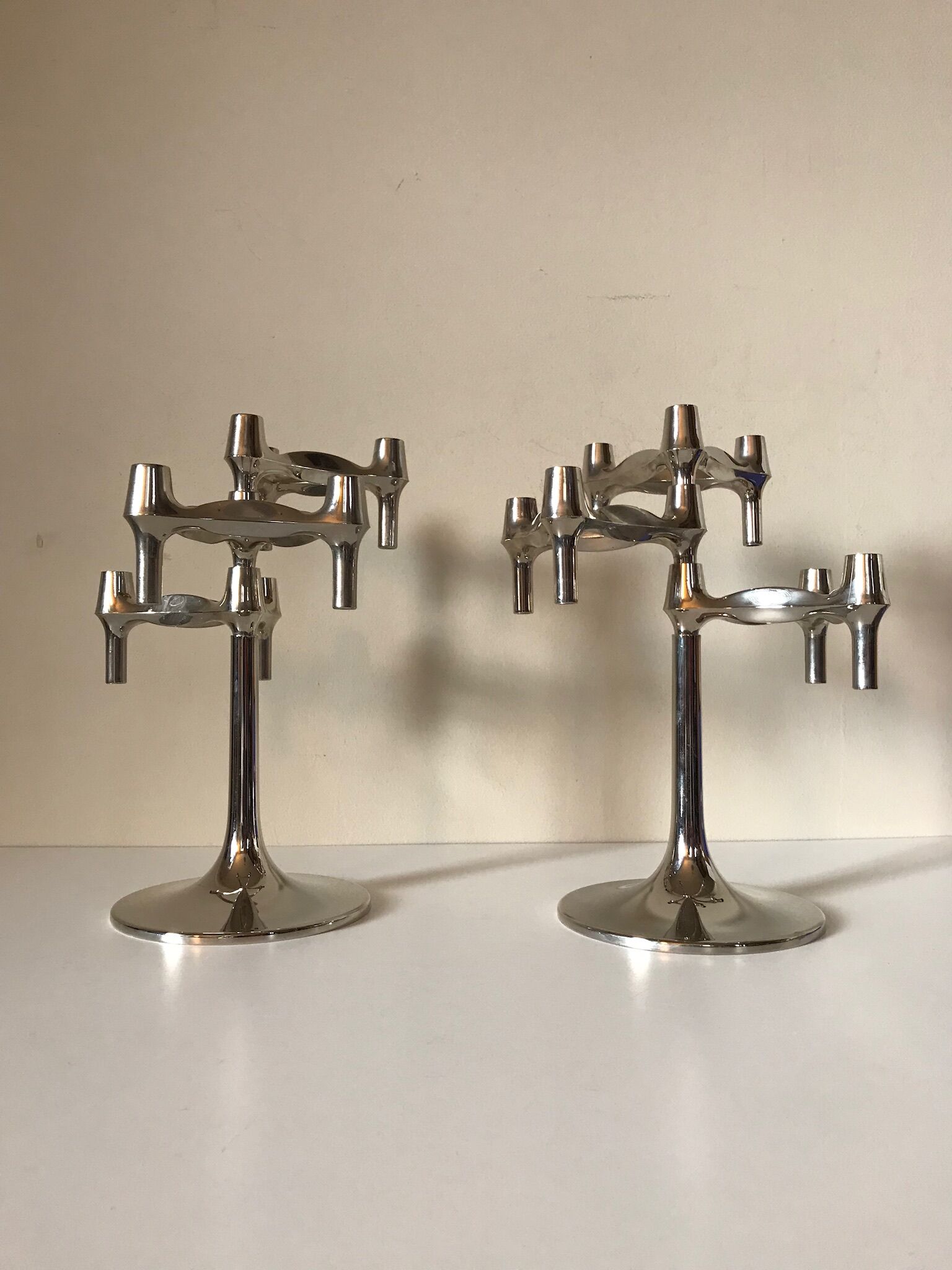 Paire de bougeoirs Nagel BFM de Ceasar Stoffi & Fritz design années 70