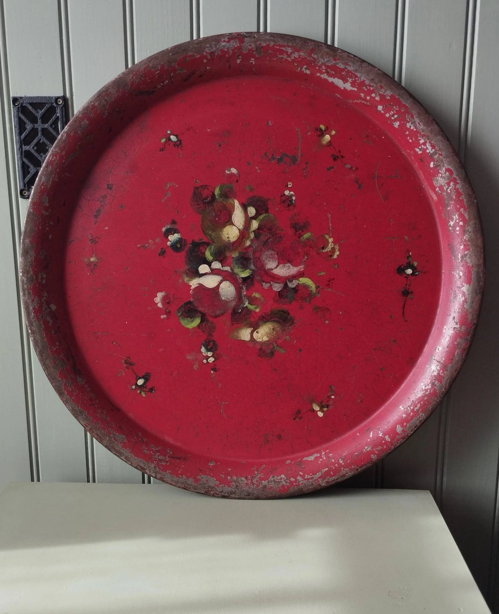 Very large Napoleon III tray in painted tin