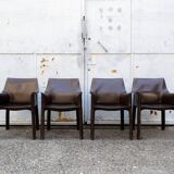 Sedie in cuoio Cab 413 di Mario Bellini per Cassina 1977