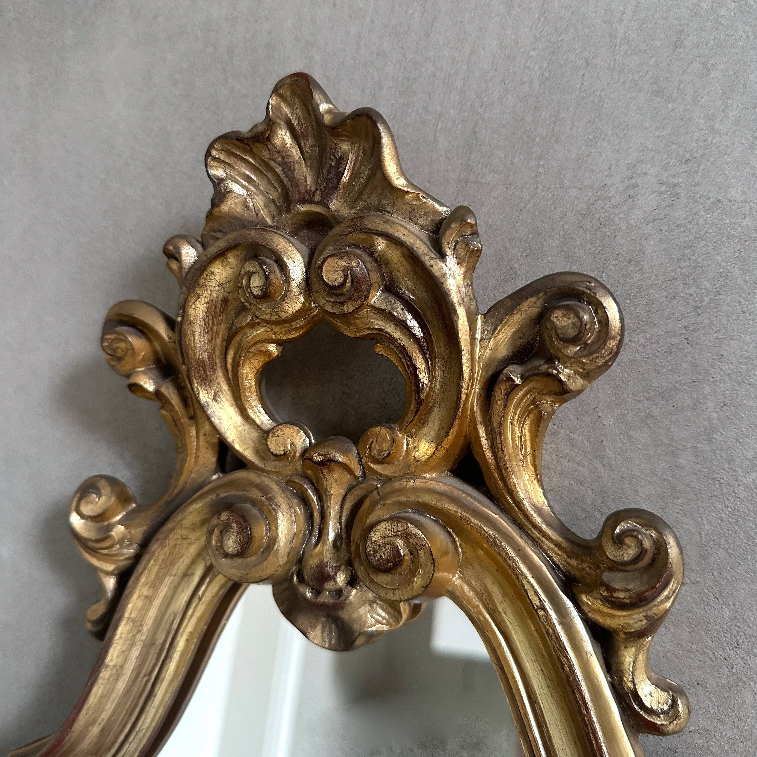 Antique wall mirror, baroque mirror, gold wooden mirror