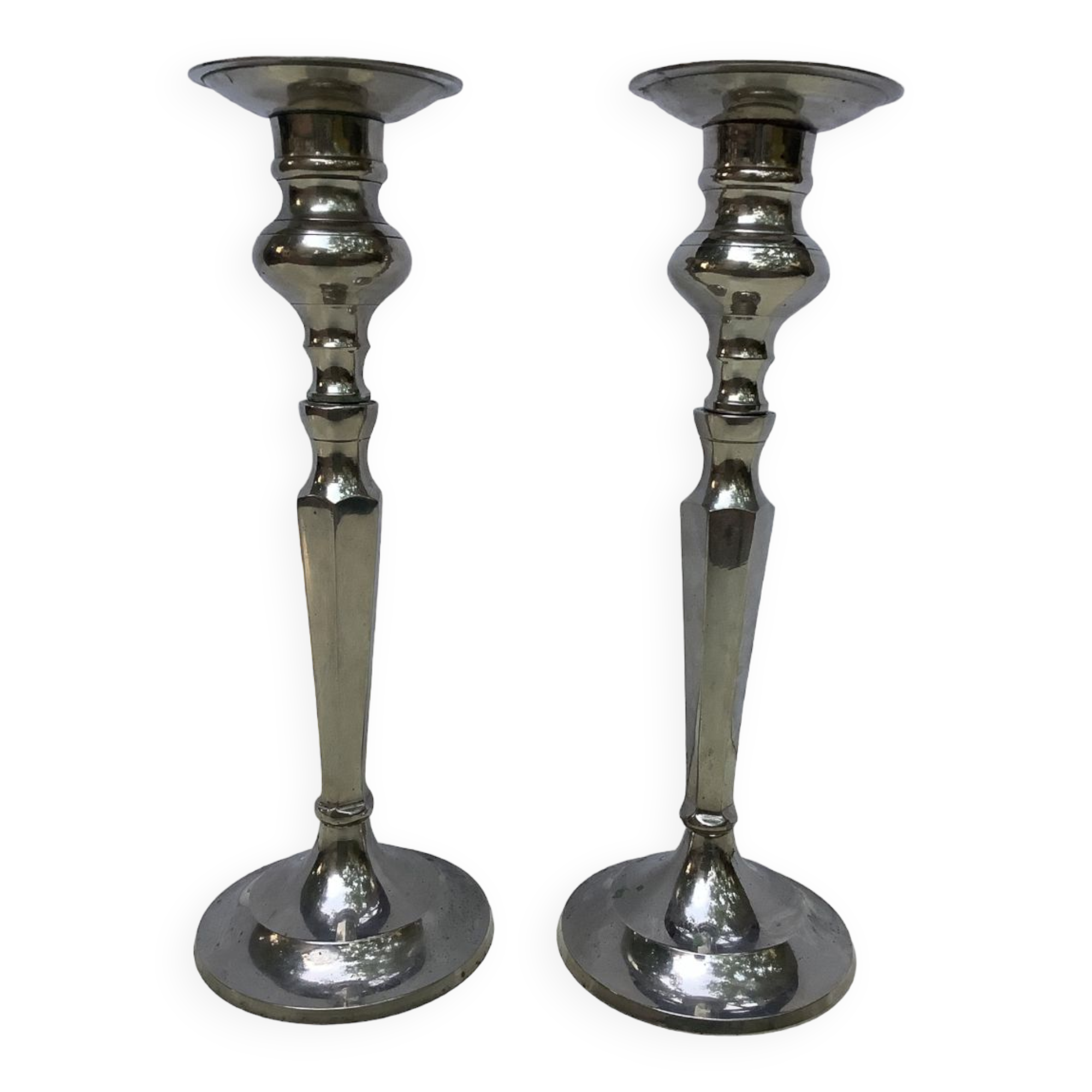 Pair of vintage silver metal candlesticks